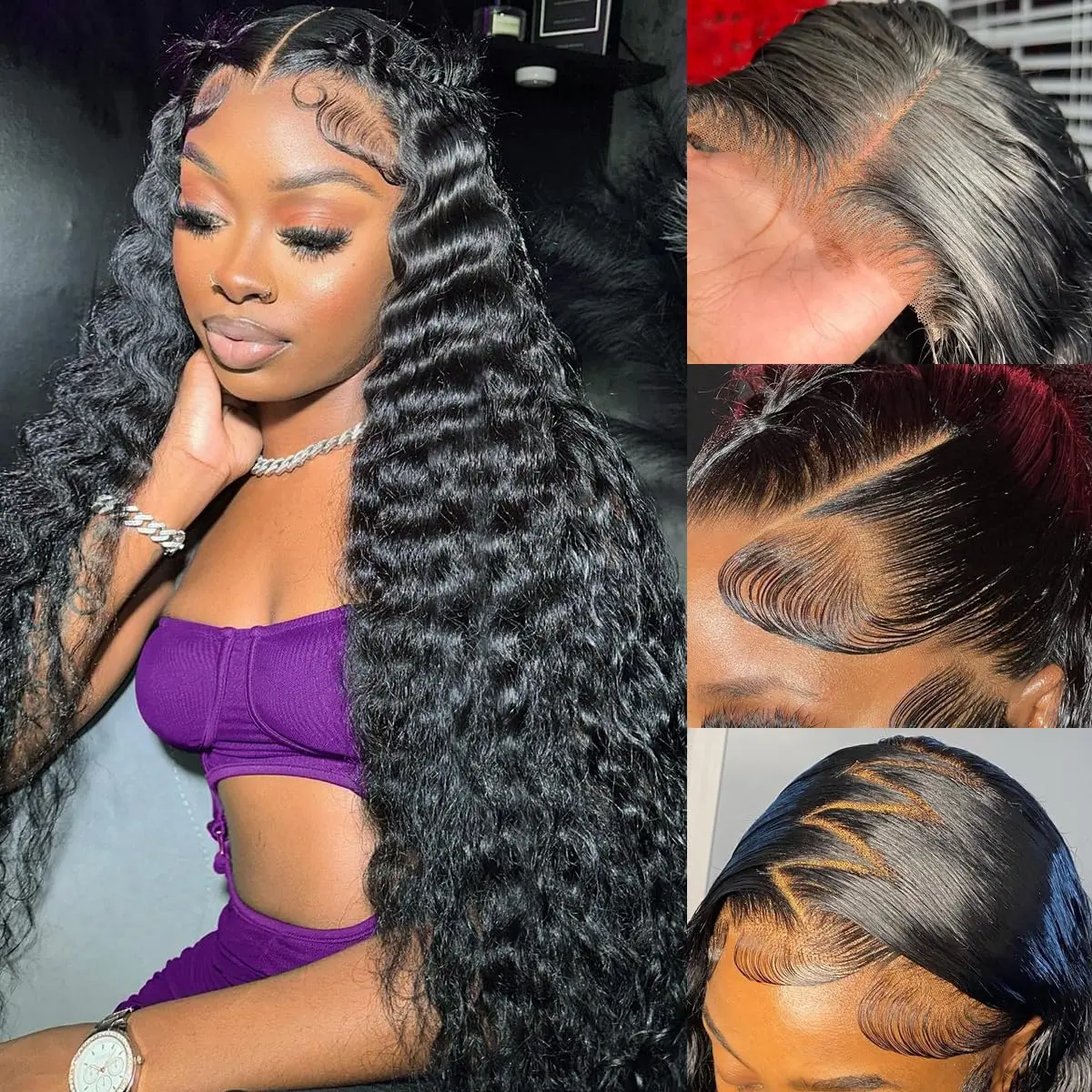 30 Inch Lace Front Wig Human Hair Pre Plucked 13x4 13x6 Transparent HD Lace Frontal Wigs Human Hair Deep Wave Lace Front Wigs Human Hair 180% Density Curly Wigs for Women