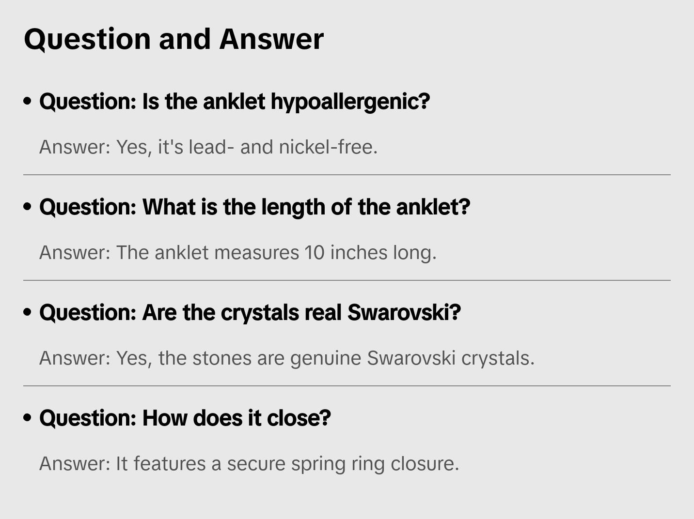 Sterling Silver Swarovski Cyrstal Bezel Anklet