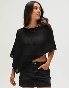 JUST POLLY Womens Crop Poncho