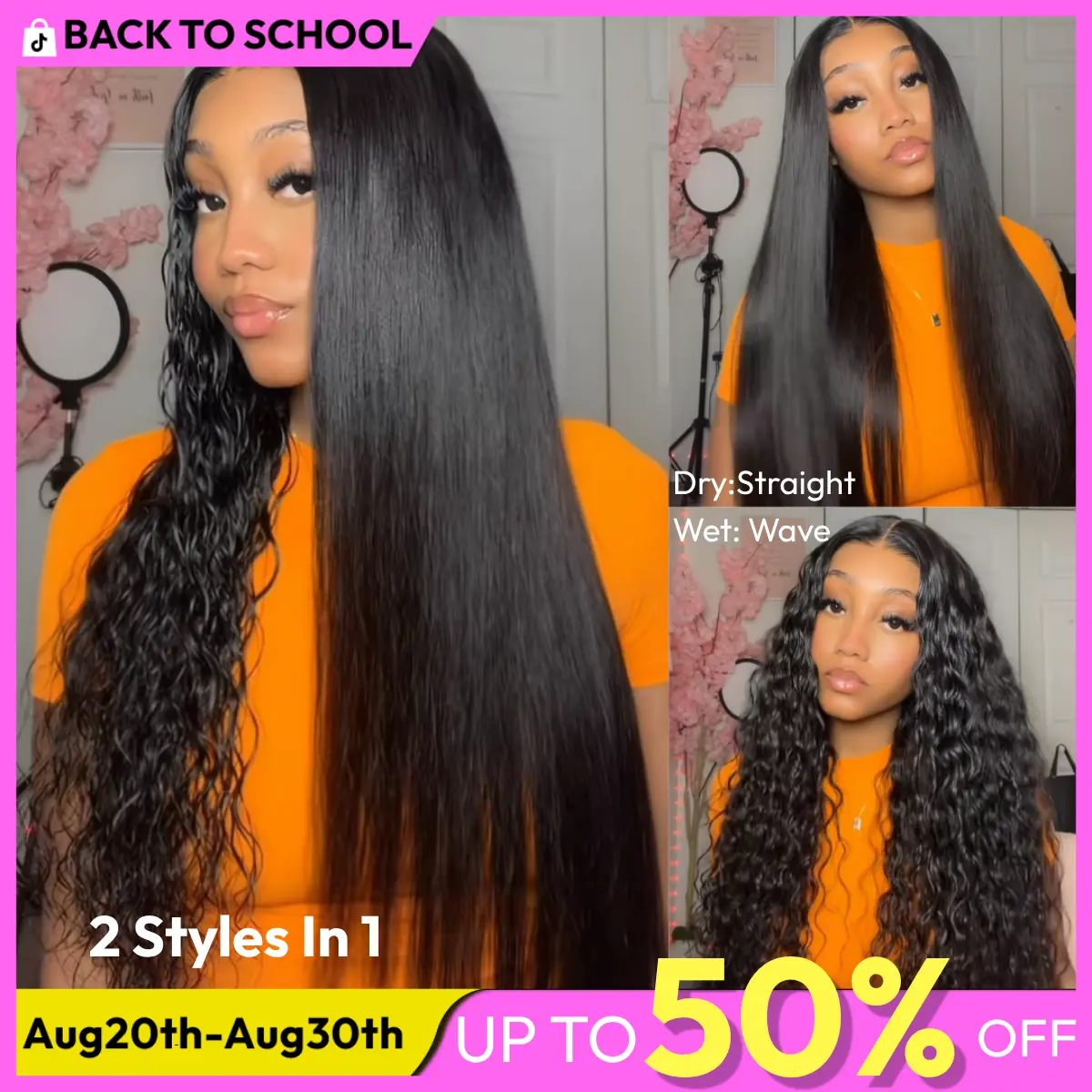 [2-in-1]UNice ByeBye Bye Slip Wet and Wavy Straight to Water Wave 7x5/13x4 Lace Frontal Human Hair Wigs with Invisi Drawstring Natural Hairline Summer Wig SummerArrvials