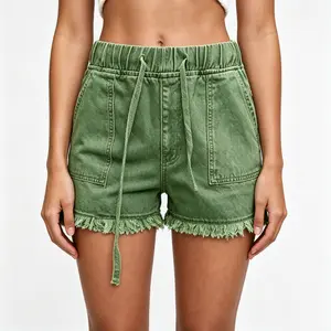 Women's High Rise Shorty Short Drawstring Shorts Summer Elastic Waist Casual Lightweight with Pockets  Womenswear