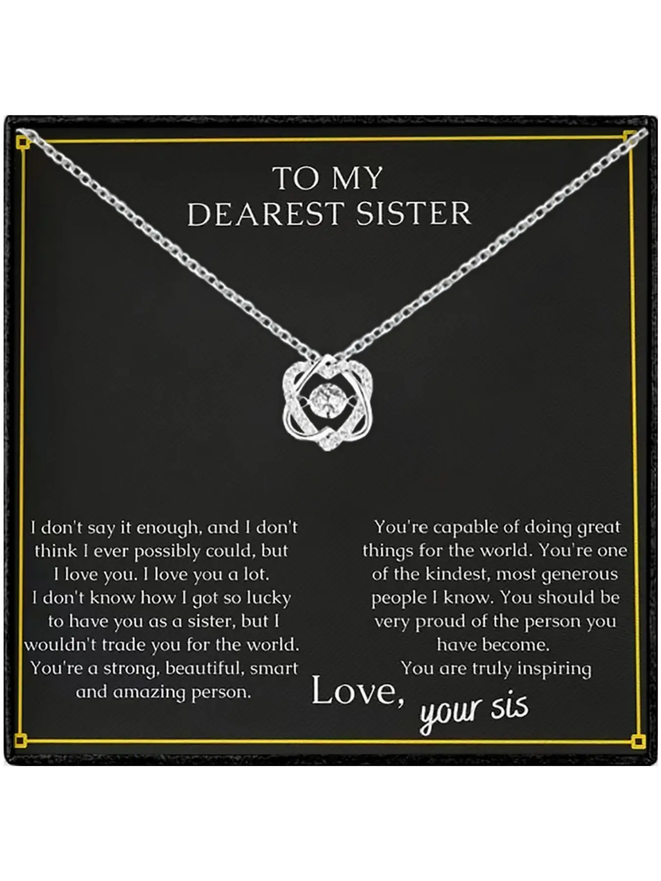 To My Dearest Sister Jumping Heart Pendant Necklace with Card and Gift Box Packaging, Hearts Pendant Necklace, Exquisite Jewelry Gift, Sister Birthday Gift, Christmas Gift, Mother's Day Gift