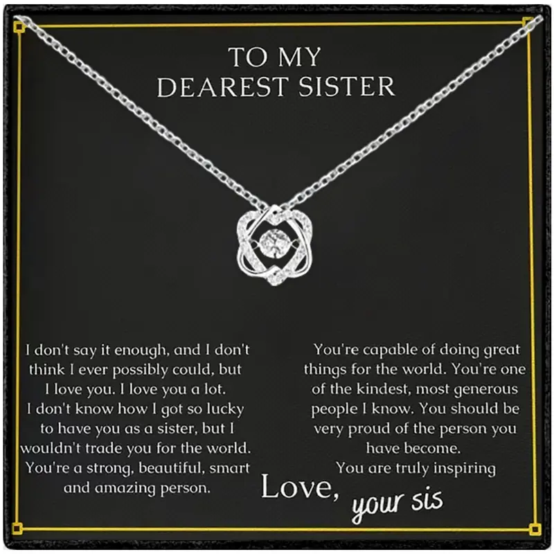 To My Dearest Sister Jumping Heart Pendant Necklace with Card and Gift Box Packaging, Hearts Pendant Necklace, Exquisite Jewelry Gift, Sister Birthday Gift, Christmas Gift, Mother's Day Gift, Heart Design Jewelry