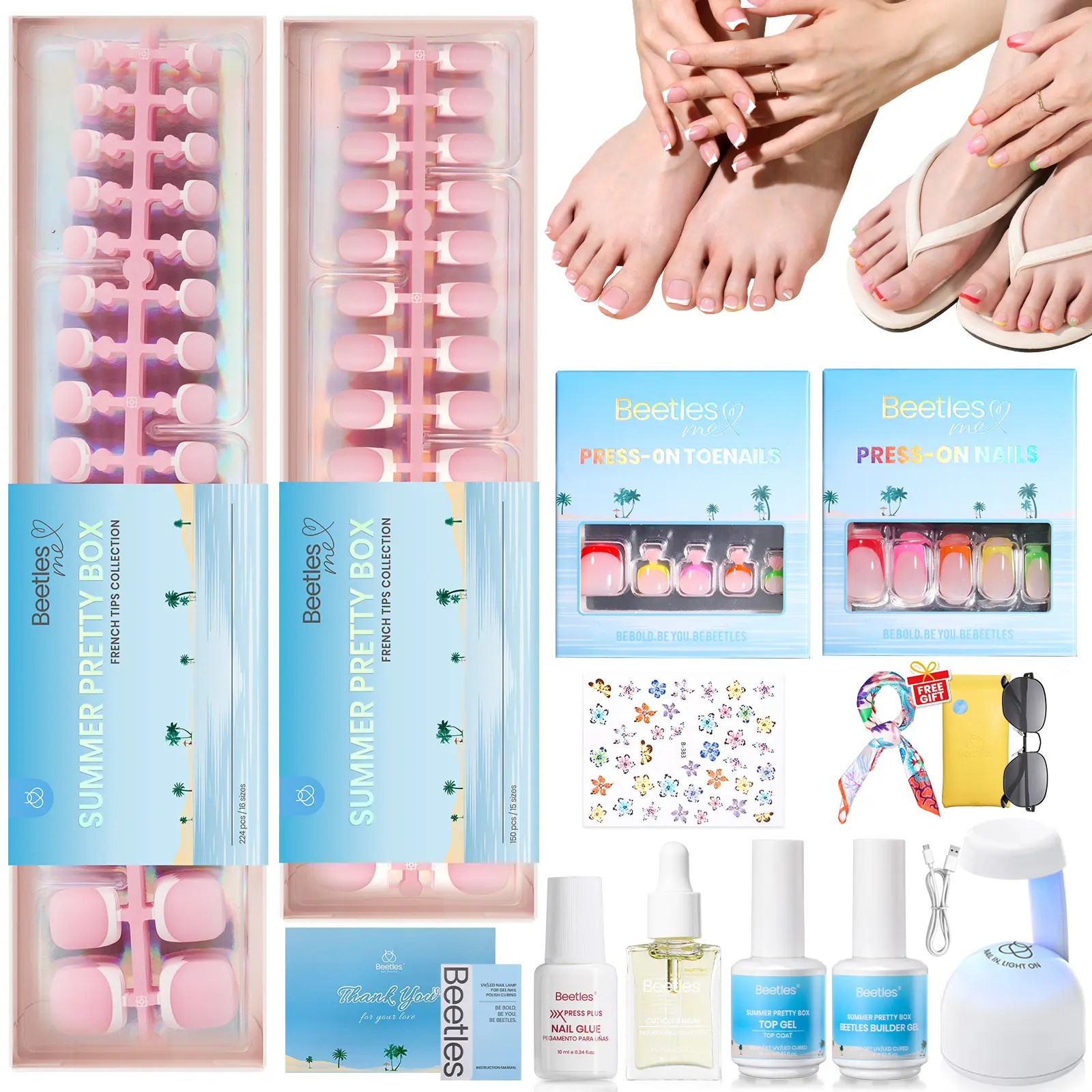 Summer Pretty-S-Square-PINK-Kit-w/UV Lamp-Hand&Toe
