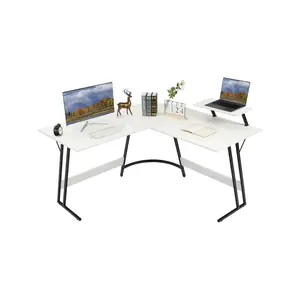 New 2024  1pc L shaped Adjustable Monitor Stand Gaming Carbon Fiber Desktop Home Desk with Foot Insert Function Indoor Furniture