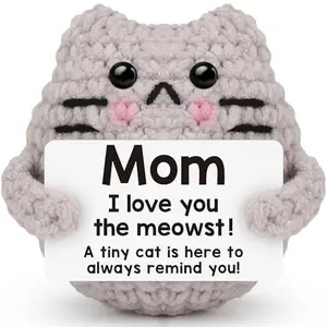 Mothers Day Crochet Gifts for Mom Birthday Gifts for Cat Mother Grandma Aunt Godmother, Cat Mom Gift Emotional Support Crochet Small Birthday Gifts