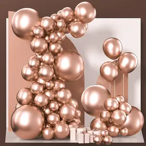 PartyWoo Rose Gold Balloons 140 pcs Different Sizes of 18 12 10 5 Inch Gold Balloon Arch Kit Garland for Birthday Graduation Bachelorette Bridal Shower Wedding Party Decorations Rose Gold-G107