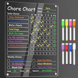 Acrylic Daily Planner Board, 1 Set Magnetic Chore Chart with Marker Pen, Kitchen Planner Board, Wall Planner, Home Kitchen Accessories, Gift for Friend, Gift for Teacher, Wall Calendar Planner, Monthly Planner Magnet