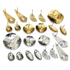 20pcs Stainless Steel Irregular Polygonal Geometric Earring Stud Posts Craft DIY Earrings Jewelry Making Accessories Supplies