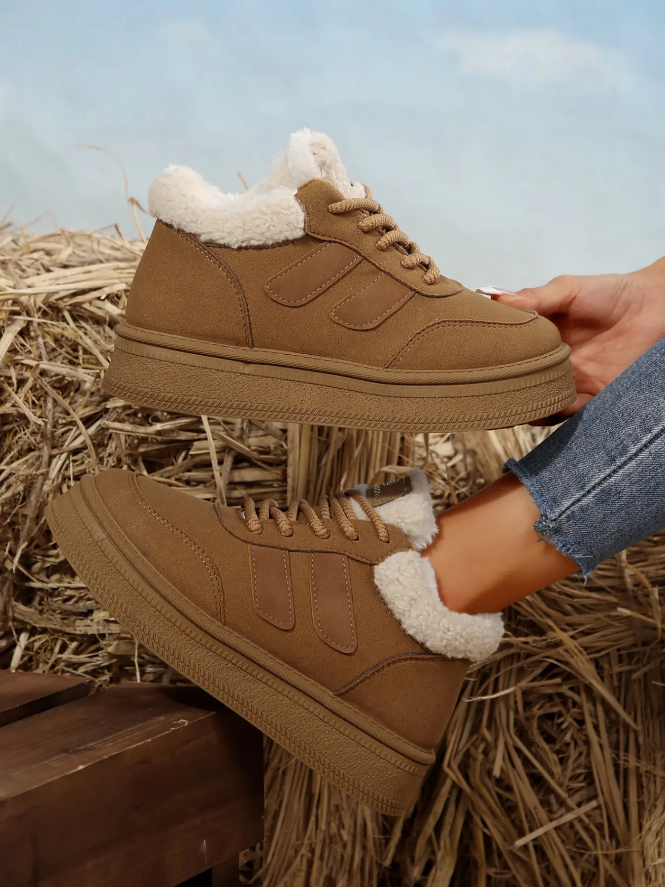 Women's Winter Casual Cotton Shoes, Soft Plush Lining, Ideal for Daily Wear, Comfortable Outdoor Footwear, Fashionable Ladies' Boots, Walking Shoes, Rubber