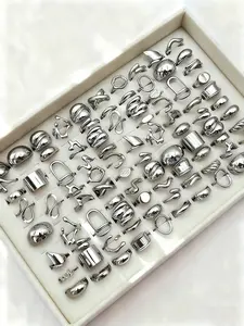 Women's Silver Color Wide Band Open Ring Set, Stackable Rings, Elegant Design for Daily Wear, Party & Wedding Accessories, Perfect Gift for Her