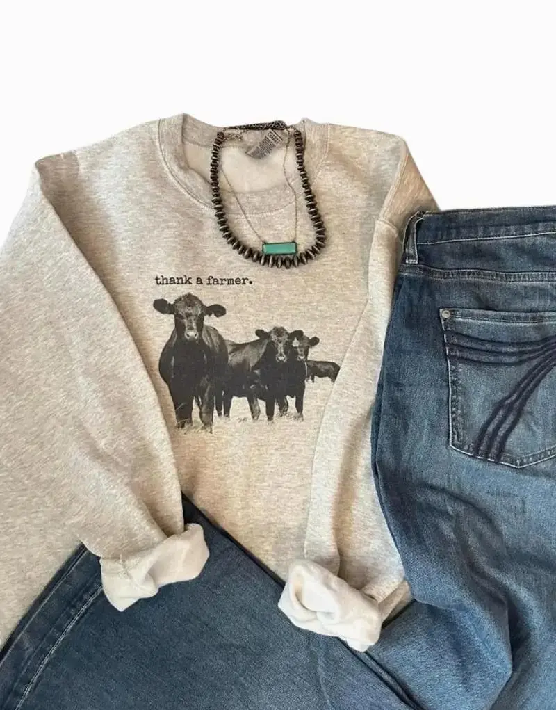 Thank a Farmer Western  Sweatshirt, Beef Farmer, Western Sweatshirts, Famer Agriculture Tshirt, Gifts for Her