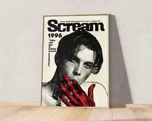 Horror Scream 90s Print, Billy Loomis Vintage Poster, Grungy Minimal Wall Art for Movie Lovers Decor Artwork