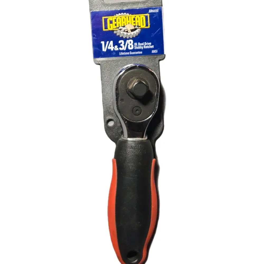 Gearhead Dual Drive Stubby Ratchet Handle - 1/4in & 3/8in Models, Compact Design, Ideal for Various Applications