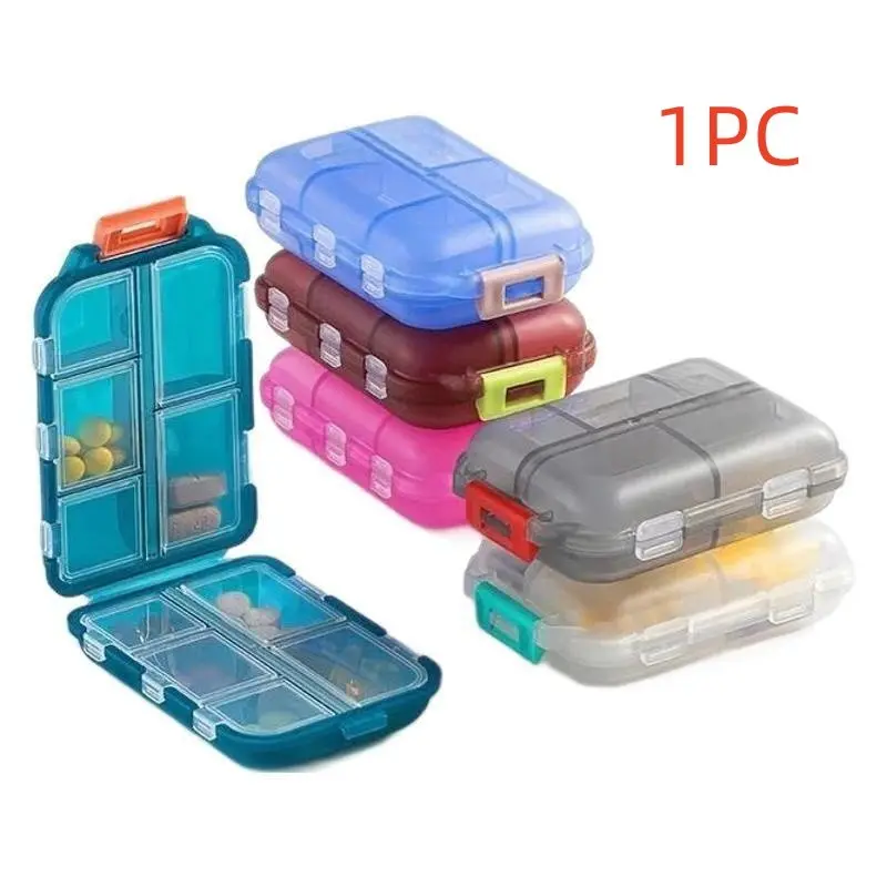 1PC Dual-Layer Portable Pill Organizer with 10 Compartments, Transparent Travel Medicine Box, Slim Design for On-the-Go Use, Vitamin Organizer, Supplement Organizer, Vitamin Dispenser