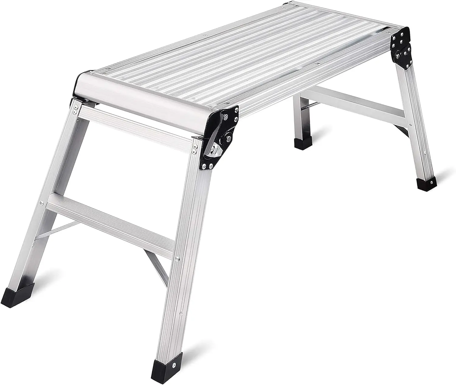 LEADALLWAY Aluminum Foldable Work Platform Step Ladder, 30"x12"x20", 330 Lbs Capacity, Heavy Duty for Decorating, Cleaning Windows, Camping, Compact Storage for Many Occasions