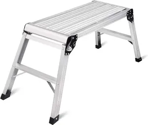 LEADALLWAY Work Platform Aluminum 30"x12"x20" Step Ladder Heavy Duty Foldable Aluminum Platform 330 Lbs Capacity