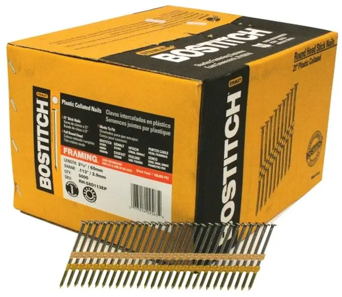 Stanley Bostitch RH-S8D113EP 5 000 Count 2.38 in. Smooth Shank 21 degrees Plastic Collate