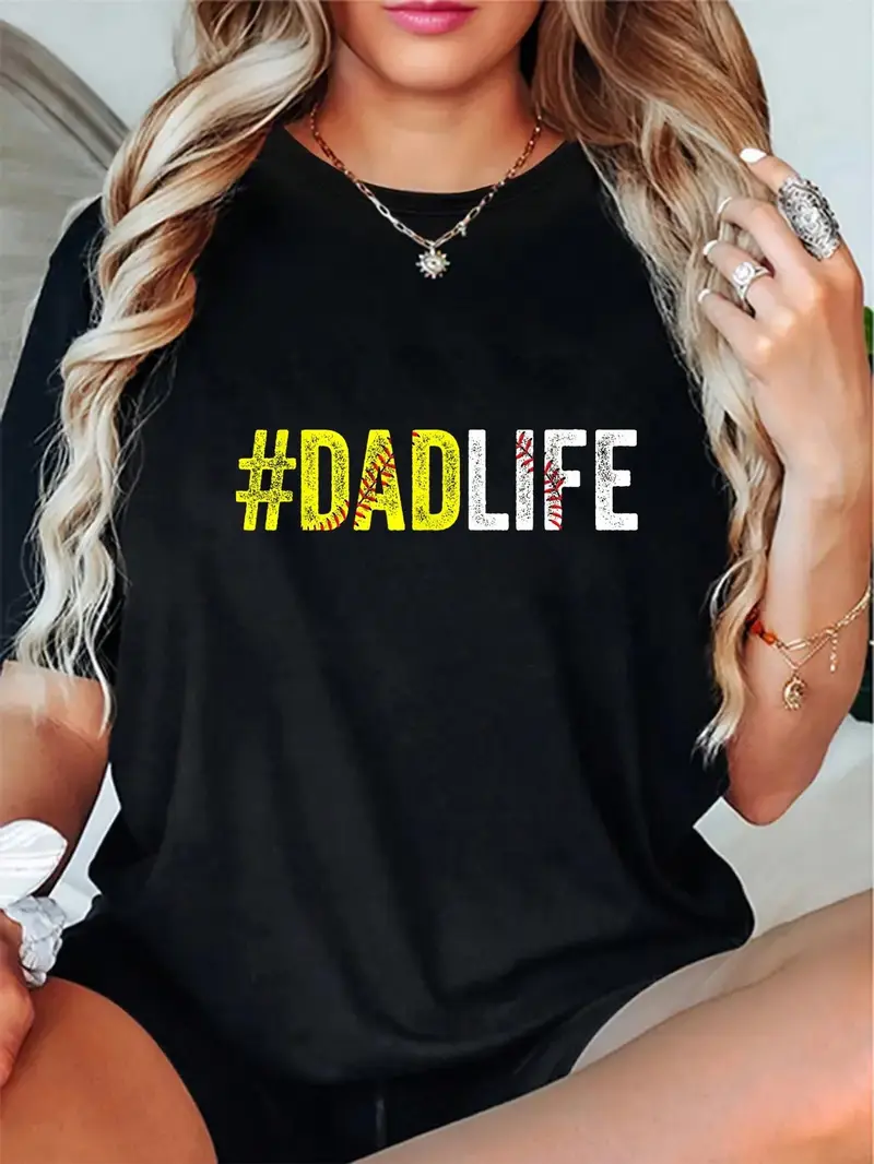 100% Cotton Dad Life Softball Daddy Baseball Sports Lover Father's Day T-Shirt
