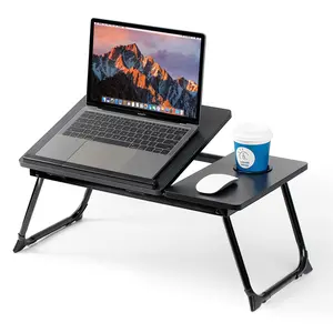Adjustable Height Foldable Laptop Bed Desk With Cup Holder  Ergonomic Portable Computer Tray Table For Home Office Study Reading Bed Couch