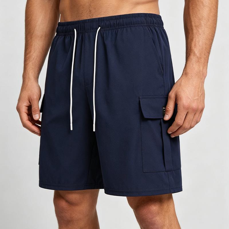 Men's casual cargo shorts | Elastic waistband, drawstring design, pocket style for everyday wear