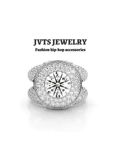 Circular Cut Artificial Zircon Ring, Hollow Band Unique Design, Shiny and Elegant, Perfect for Weddings, Parties, Daily Wear, Ideal Valentine's Gift, Jewelry Gifts