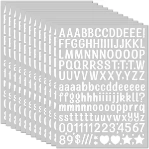 15 Sheet Small Letter Stickers - 1/2 Inch White Vinyl Self Adhesive Alphabet Number Stickers Stick On Letters for Arts Crafts Outdoor Sign Wall Mailbox Windows Doors  Poster Board