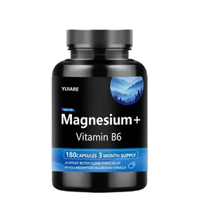 YUJIARE Magnesium + Vitamin B6 180 Capsules 3 Month Supply Support Better Sleep Stress Relief High Absorption Formula