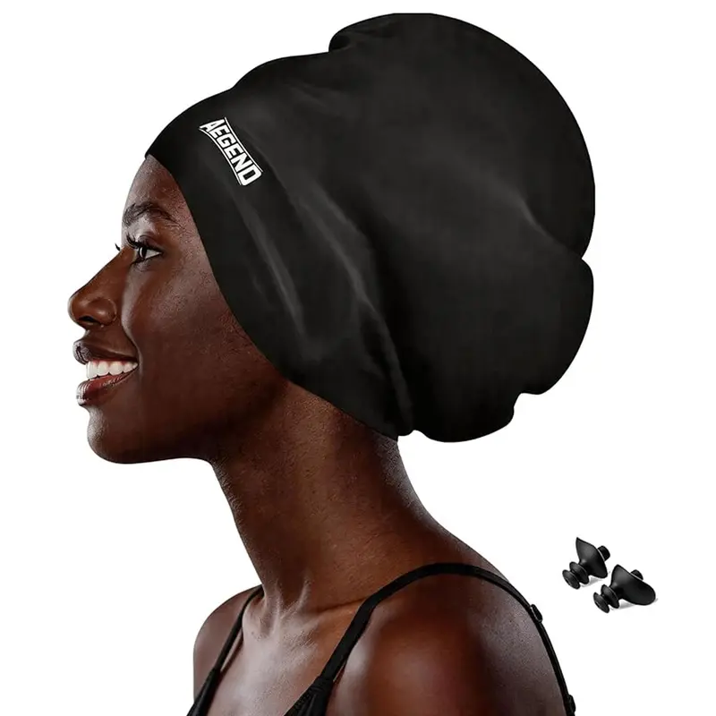 Aegend Silicone Waterproof Adult Extra Large Unisex Swim Cap - Quick Dry, Comfy Elastic Anti-Slip Fit, No Headache, Hair Protection for Braids/Dreadlocks/Long Thick Curly Hair, Works for Pools, Indoors, Outdoors