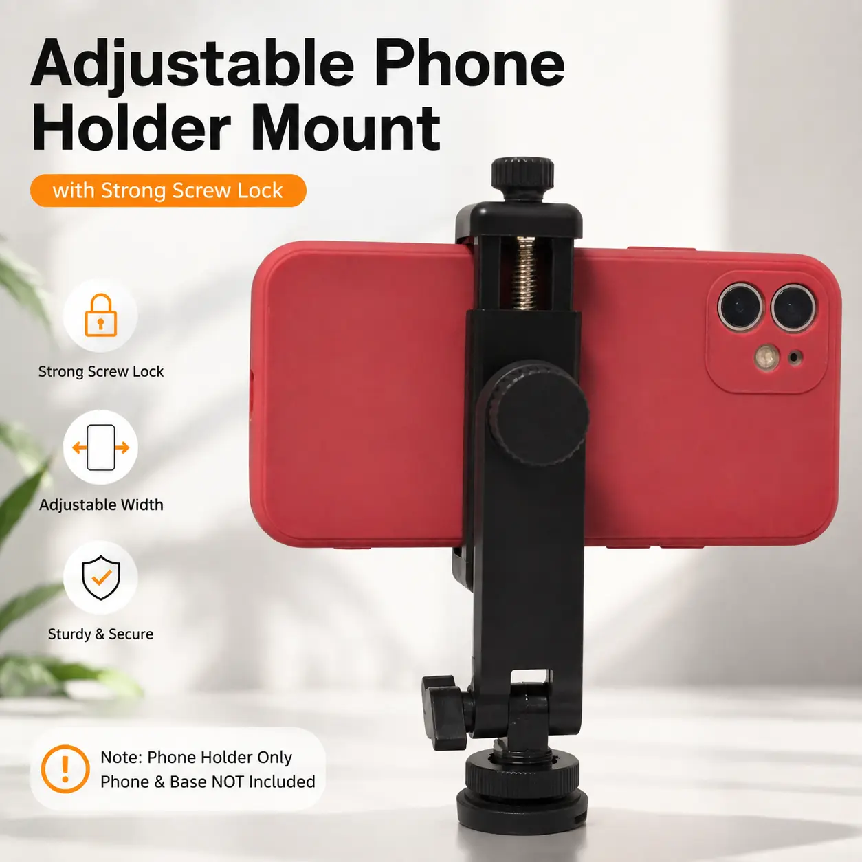 Multi-Angle Cold Shoe Phone Mount | Tilt & Swivel for Portrait/Landscape | DSLR Camera Hot Shoe Adapter | Built-in Top Cold Shoe for LED Light/Mic | 1/4" Thread for Tripod/Selfie Stick | Secure Grip for Phones up to 3.9" Wide