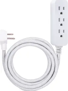 10ft. 3-Outlet Extension Cord, White/Gray