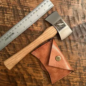Custom personalized Mini Double Bit axe Hatchet with real leather sheath. Black Raven Keen Kutter Christmas gift. Make it your own with custom graphics