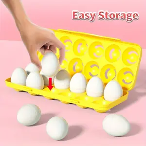 12pcs Easter 3D Matching Eggs, Doodle Puzzle Toy Set, Color and Shape Matching Puzzle Toy, Suitable for Children's Early Skills Development Education, Easter Children's Teaching and Entertainment Props, Birthday Gifts for Boys and Girls, Ba