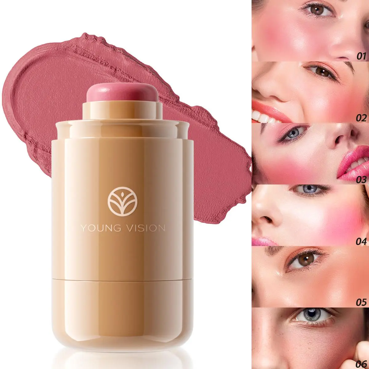 Long Lasting Blush Stick, 1 Count Lightweight Multi-use Cosmetic Cream Blush for Cheeks and Lips, Smooth Texture for Natural Look Products Lip Cheek Tint Cosmetics Products