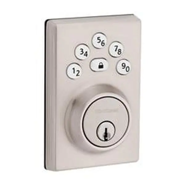Kwikset 5043681 Powerbolt Zinc Electronic Deadbolt, Satin Nickel, Rectangle, 1 In. Edge Bore Size