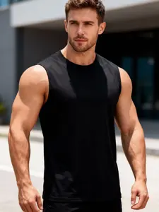 High Stretch Lightweight Men's Solid Tank Breathable Gym Workout Sleeveless Fitness Workout Vest