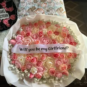 Will You Be My Girlfriend Bouquet - 75 Mixed Roses - Spring Summer Colors - Perfect Birthday or Mother's Day Gift