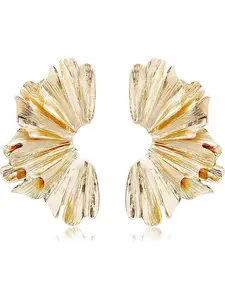 Statement Earrings for Women, Large Geometric Shapes Dangle Earrings, Bohemian Influence Ginkgo Leaf Heart Flower Design, Exaggerated Metal Secured, Earrings Jewelry