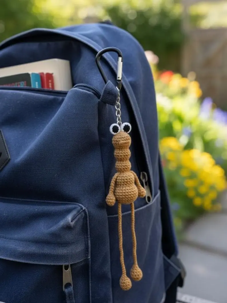 Marcus the Worm Keychain Crochet | Marcus the Worm Crochet Keychain Gift, Keyring Crochet Gift, DIY Key Chain, Custom Crochet Keyring Gift