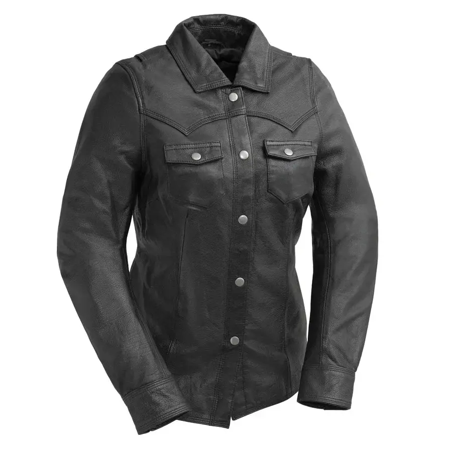 Onyx Women's Leather Motorcycle Jacket Fitted Coats Everyday