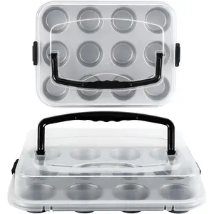 Cupcake Pan with Lid, 12-Cup Nonstick Muffin Pan with Handle – Cupcake Carrier for Baking & Transporting, Perfect for Party, Holiday, Gathering