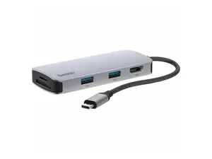 Belkin 5-Port USB-C Hub - USB-C to 2xUSB-A - 1x4K HDMI - 1xSD Reader, 1xMicroSD Reader - 5Gbps - Docking Station - Grey - AVC007fqSGY-V2