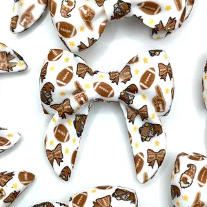 Football Girly 3D Silicone Focal Beads - Bow Shape Beads for Beaded Pens Gnome Shape Bowknot Croquette