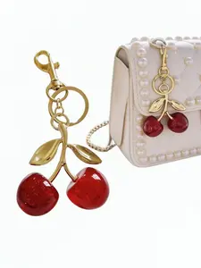 1pcs Cherry Bag Accessories Resin Keychain Accessories Red Cherry Design Fashion Cherry Keychain Handbags, wallets, shoulder bag accessories