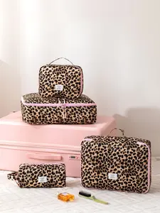 Fashion Leopard Print Travel Luggage Organizer Bag, Clothes Storage Pouch, Makeup and Skincare Organizer, Essential Travel Accessories
