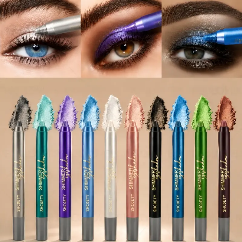 10 Color Eyeshadow Pencil Complimentary Pen Sharpener Makeup Matte Sweat Resistant High Shine Pearl Smoky Punk Goth Eyeshadow Pens Cosmetic,Birthdays gift, Mother's Day gift Eyeshadow Makeup