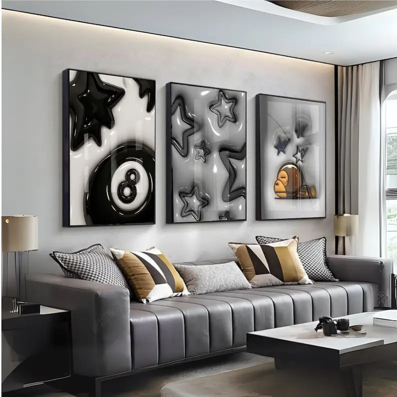 Set Of 3 HypeBeast Room Decor, Cool Wall Art Set, Hypebast Poster, 3D Wall Art Bundle, HypeBeast Wall Art, Trendy