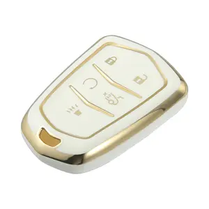 Car Key Fob Cover 5 Button Remote Key Fob Case TPU Button Full Protector Cover for Cadillac XT5 2017-2020 for Cadillac XTS Escalade ATS CTS