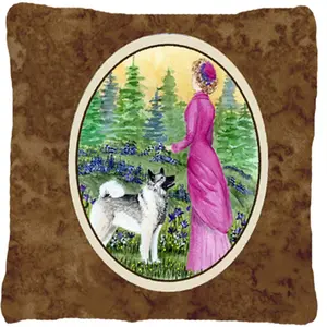 212 MAIN Norwegian Elkhound Lady Fabric Decorative Pillow - Heavyweight, Fade-Resistant Fabric, Suitable for Indoor/Outdoor Use