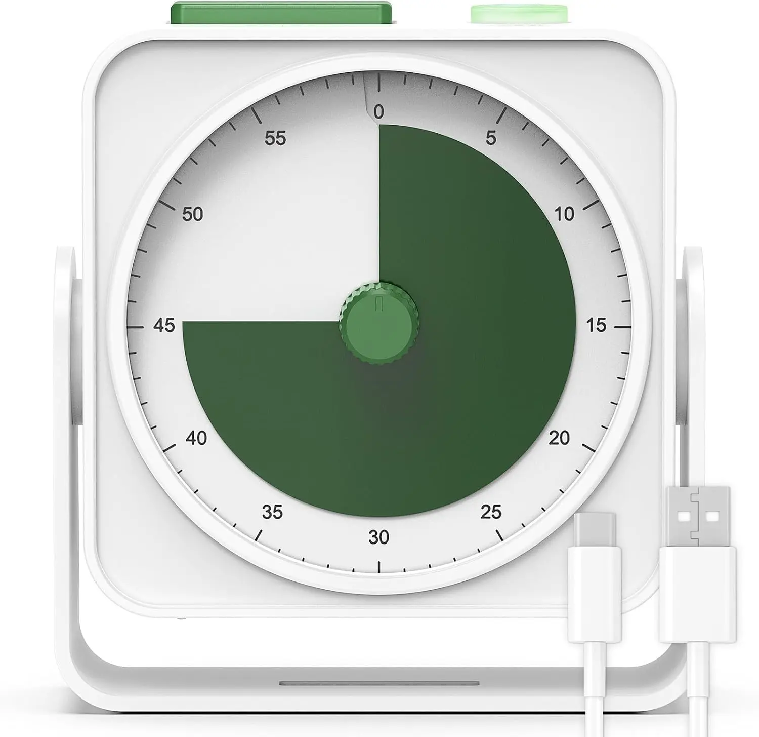 Rechargeable Visual Timer 60-Minute for Classroom Countdown Stopwatch Timer, w/Adjustable Stand for Homeschool Supplies Study Time Management Tool, for Desk Office Work Meetings, Mute Function, White